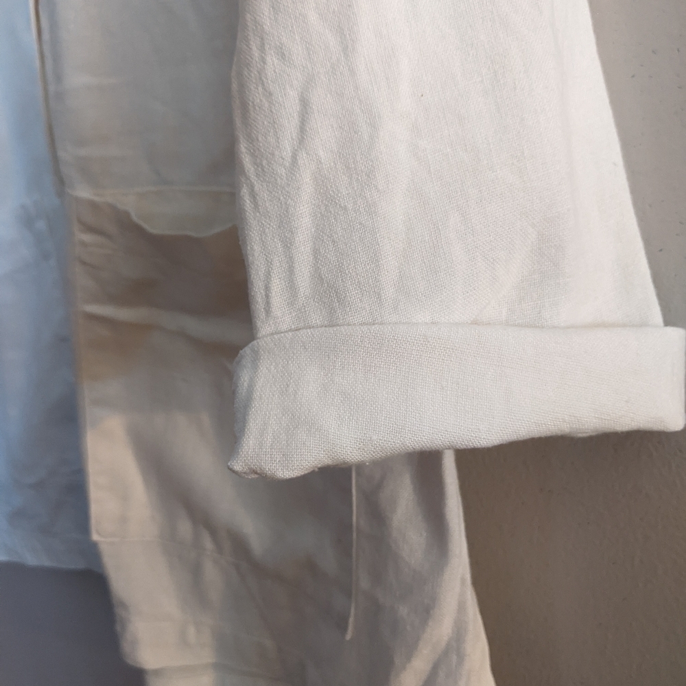 𝅺VINTAGE 1980s Creamy White Capezio Unlined Linen Blend Blazer Shaket - Picture 5 of 8